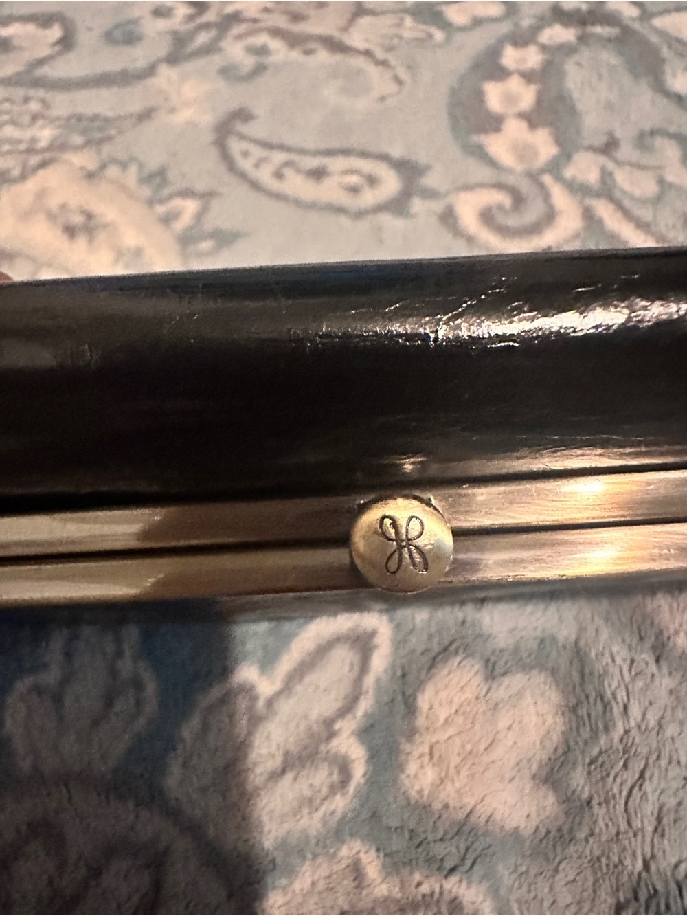 Black Patent Hobo Clutch with Gold Hardware